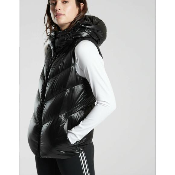 ATHLETA‎ Lofty Down Vest Puffer Shiny Womans Small No Hood - Picture 1 of 10